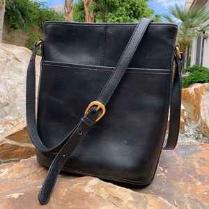 Vintage Coach black leather crossbody bag